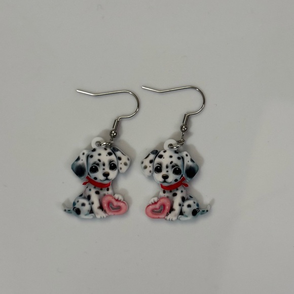 Dalmatian Heart Earrings - Picture 2 of 4